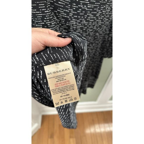 Burberry Black White Swingy Mini Dress Long Sleeve Swiss Dot Silk Small/4-6 - Picture 10 of 12